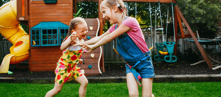 children playing in yard